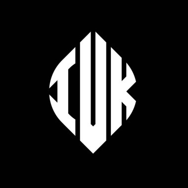 Çember ve elips şekilli IVK daire harf logosu tasarımı. Tipografik biçimli IVK elips harfleri. Üç baş harf daire şeklinde bir logo oluşturuyor. IVK Çember Amblemi Soyut Monogram Harf İşaretleyici Vektörü.
