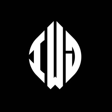 Çember ve elips şekilli IWJ daire harf logosu tasarımı. Typographic tarzında IWJ elips harfleri. Üç baş harf daire şeklinde bir logo oluşturuyor. IWJ Çember Amblemi Soyut Monogram Harf İşaretleyici Vektörü.