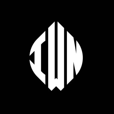 Çember ve elips şekilli IWN daire harf logosu tasarımı. Typographic tarzında IWN elips harfleri. Üç baş harf daire şeklinde bir logo oluşturuyor. IWN Çember Amblemi Soyut Monogram Harf İşaretleme Vektörü.