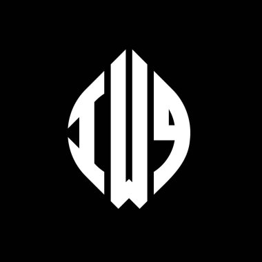 Daire ve elips şekilli IWQ daire harf logosu tasarımı. Typographic tarzında IWQ elips harfleri. Üç baş harf daire şeklinde bir logo oluşturuyor. IWQ Çemberi Amblemi Soyut Monogram Harf İşaretleyici Vektörü.