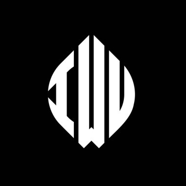 Çember ve elips şekilli IWU daire harf logosu tasarımı. IWU elips harfleri tipografik tarzda. Üç baş harf daire şeklinde bir logo oluşturuyor. IWU Çember Amblemi Soyut Monogram Harf İşaretleyici Vektörü.