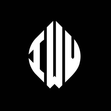 Çember ve elips şekilli IWV daire harf logosu tasarımı. Tipografik şekilli IWV elips harfleri. Üç baş harf daire şeklinde bir logo oluşturuyor. IWV Çember Amblemi Soyut Monogram Harf İşaretleyici Vektörü.