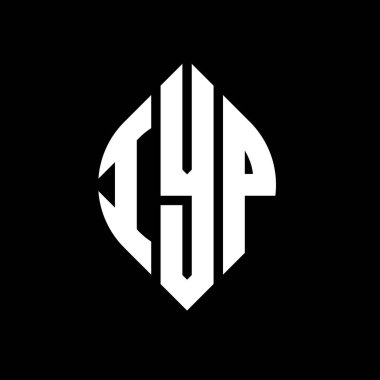 Dairesel ve elips şekilli IYP daire harf logosu tasarımı. Tipografik biçimli IYP elips harfleri. Üç baş harf daire şeklinde bir logo oluşturuyor. IYP Çember Amblemi Soyut Monogram Harf İşaretleyici Vektörü.