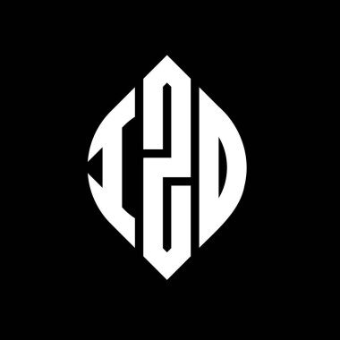Daire ve elips şekilli IZD daire harf logosu tasarımı. Typographic tarzında IZD elips harfleri. Üç baş harf daire şeklinde bir logo oluşturuyor. IZD Çember Amblemi Soyut Monogram Harf İşaretleyici Vektörü.