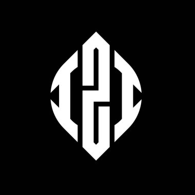 Daire ve elips şekilli IZI daire harf logosu tasarımı. Typographic tarzı IZI elips harfleri. Üç baş harf daire şeklinde bir logo oluşturuyor. IZI Çemberi Amblemi Soyut Monogram Harf İşaretleme Vektörü.