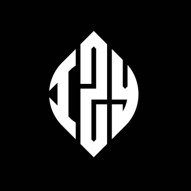 Daire ve elips şekilli IZY daire harf logosu tasarımı. Typographic tarzında IZY elips harfleri. Üç baş harf daire şeklinde bir logo oluşturuyor. IZY Çemberi Amblemi Soyut Monogram Harf İşaretleyici Vektörü.