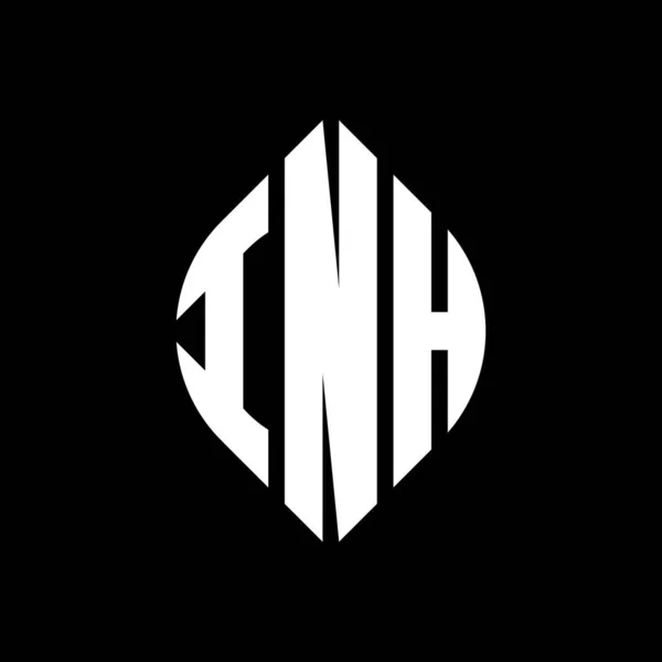 Дизайн Логотипу Inh Кругової Літери Колом Формою Еліпса Inh Еліпс — стоковий вектор