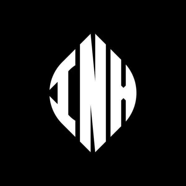 Дизайн Логотипу Inx Кругової Літери Колом Формою Еліпса Inx Еліпс — стоковий вектор