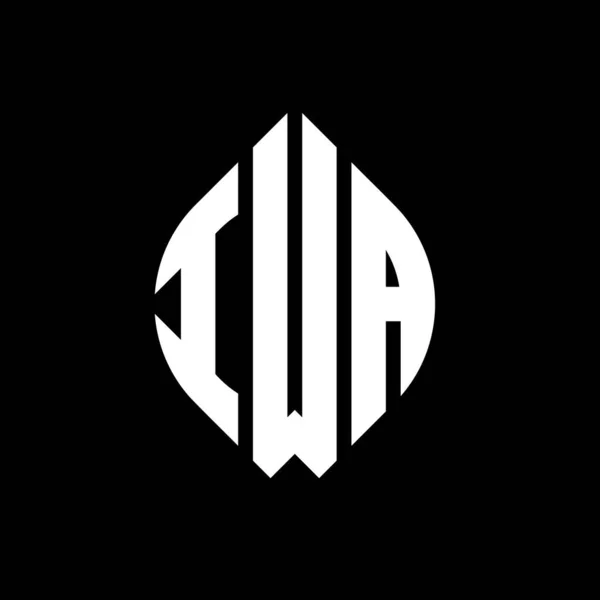 Iwa Kruh Písmeno Logo Design Kružnicí Elipsy Tvar Iwa Elipsy — Stockový vektor