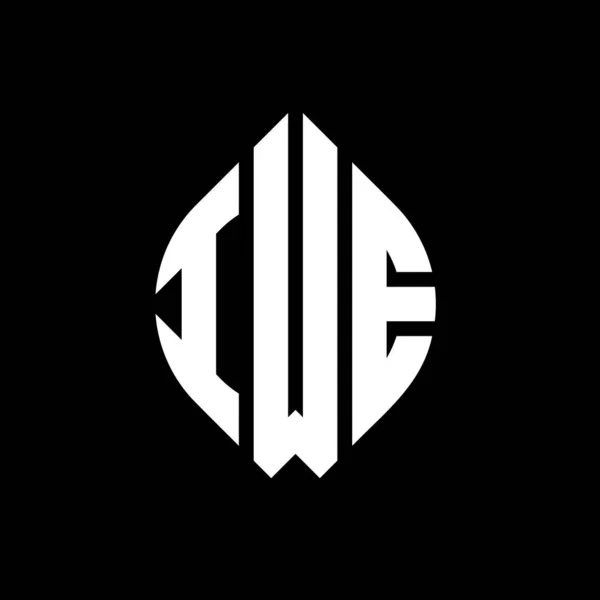 Iwe Kreis Buchstabe Logo Design Mit Kreis Und Ellipsenform Iwe — Stockvektor