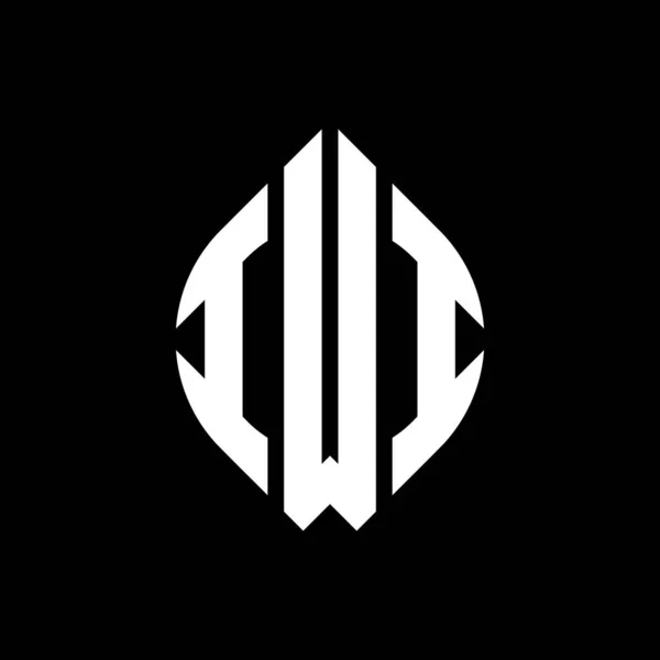 Design Písmene Iwi Kruhu Kruhovým Elipsovým Tvarem Iwi Elipsy Písmena — Stockový vektor