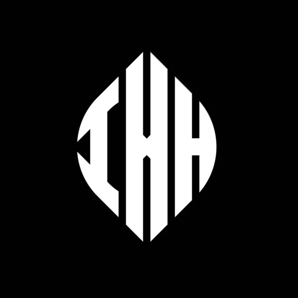 Ixh Kruhové Písmeno Logo Design Kruhovým Elipsovým Tvarem Ixh Elipsy — Stockový vektor