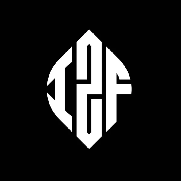 Izf Дизайн Логотипу Літер Круговою Еліптичною Формою Izf Еліптичні Літери — стоковий вектор