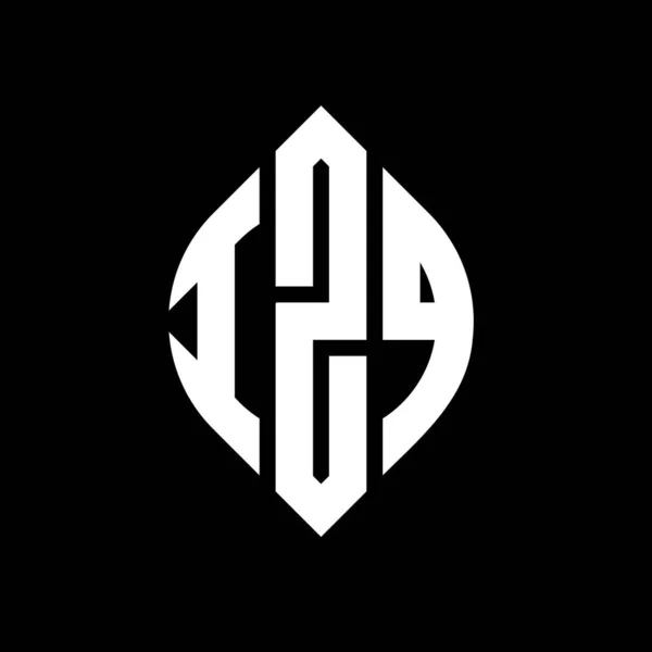 Конструкція Логотипу Літери Ізк Колом Формою Еліпса Ізк Літери Типографічним — стоковий вектор