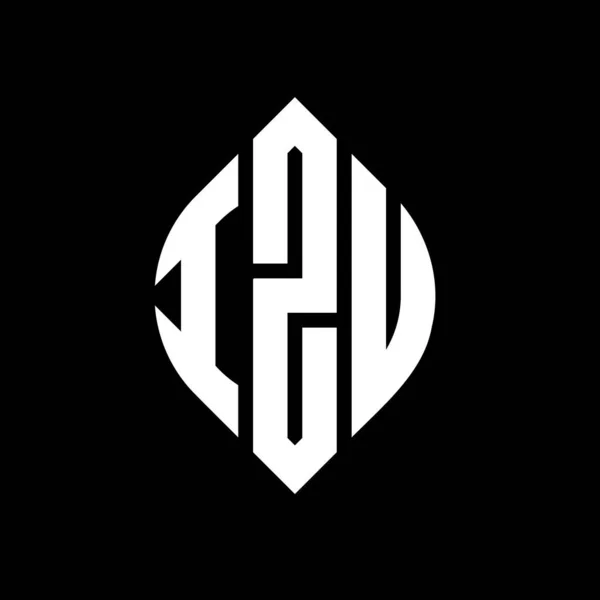 Дизайн Логотипа Круга Izu Кружком Эллипсом Буквы Эллипса Izu Типографским — стоковый вектор