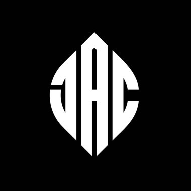 Daire ve elips şekilli JAC daire harf logosu tasarımı. Tipografik biçimli JAC elips harfleri. Üç baş harf daire şeklinde bir logo oluşturuyor. JAC Çember Amblemi Soyut Monogram Harf İşaretleyici Vektörü.