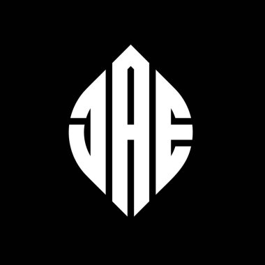 Daire ve elips şekilli JAE daire harf logosu tasarımı. Tipografik şekilli JAE elips harfleri. Üç baş harf daire şeklinde bir logo oluşturuyor. JAE Çember Amblemi Soyut Monogram Harf İşaretleyici Vektörü.