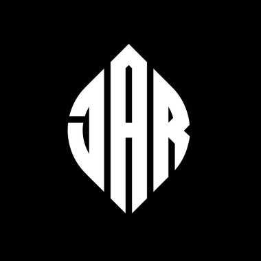 Çember ve elips şekilli JAR daire harf logosu tasarımı. Typographic tarzında JAR elips harfleri. Üç baş harf daire şeklinde bir logo oluşturuyor. JAR Çemberi Amblemi Soyut Monogram Harf İşaretleyici Vektörü.