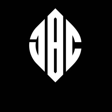 Çember ve elips şekilli JBC daire harf logosu tasarımı. Tipografik biçimli JBC elips harfleri. Üç baş harf daire şeklinde bir logo oluşturuyor. JBC Çember Amblemi Soyut Monogram Harf İşaretleyici Vektörü.