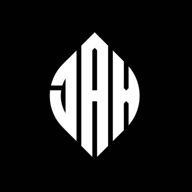 Daire ve elips şekilli JAX daire harf logosu tasarımı. Tipografik tarzda JAX elips harfleri. Üç baş harf daire şeklinde bir logo oluşturuyor. JAX Çember Amblemi Soyut Monogram Harf İşaretleyici Vektörü.