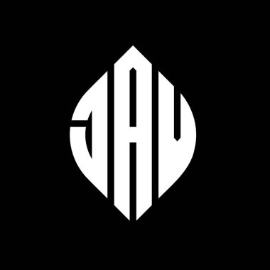 Daire ve elips şekilli JAV daire harf logosu tasarımı. Tipografik şekilli JAV elips harfleri. Üç baş harf daire şeklinde bir logo oluşturuyor. JAV Çember Amblemi Soyut Monogram Harf İşaretleyici Vektörü.
