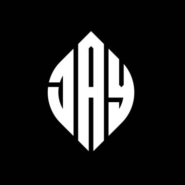 Daire ve elips şekilli JAY daire harf logosu tasarımı. Tipografik biçimli JAY elips harfleri. Üç baş harf daire şeklinde bir logo oluşturuyor. JAY Çember Amblemi Soyut Monogram Harf İşaretleyici Vektörü.