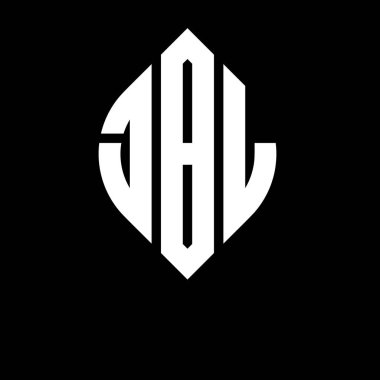 Çember ve elips şekilli JBL daire harf logosu tasarımı. Tipografik biçimli JBL elips harfleri. Üç baş harf daire şeklinde bir logo oluşturuyor. JBL Çember Amblemi Soyut Monogram Harf İşaretleyici Vektörü.