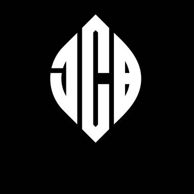 Çember ve elips şekilli JCB daire harf logosu tasarımı. Tipografik biçimli JCB elips harfleri. Üç baş harf daire şeklinde bir logo oluşturuyor. JCB Çember Amblemi Soyut Monogram Harf İşaretleyici Vektörü.