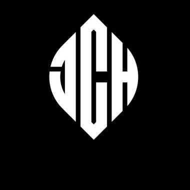 Çember ve elips şekilli JCH daire harf logosu tasarımı. Tipografik şekilli JCH elips harfleri. Üç baş harf daire şeklinde bir logo oluşturuyor. JCH Çemberi Amblemi Soyut Monogram Harf İşaretleme Vektörü.