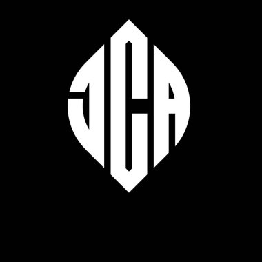 Daire ve elips şekilli JCA yuvarlak harf logosu tasarımı. Typographic tarzında JCA elips harfleri. Üç baş harf daire şeklinde bir logo oluşturuyor. JCA Çember Amblemi Soyut Monogram Harf İşaretleme Vektörü.