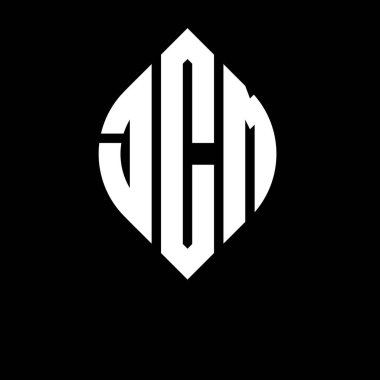 Çember ve elips şekilli JCM daire harf logosu tasarımı. Tipografik biçimli JCM elips harfleri. Üç baş harf daire şeklinde bir logo oluşturuyor. JCM Çember Amblemi Soyut Monogram Harf İşaretleyici Vektörü.