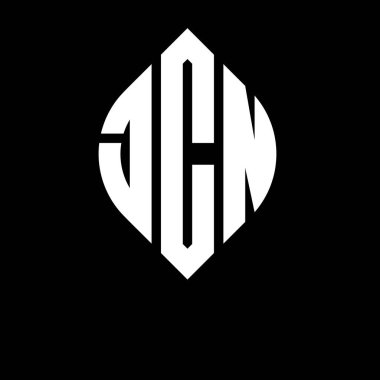 Çember ve elips şekilli JCN daire harf logosu tasarımı. Tipografik biçimli JCN elips harfleri. Üç baş harf daire şeklinde bir logo oluşturuyor. JCN Çember Amblemi Soyut Monogram Harf İşaretleyici Vektörü.