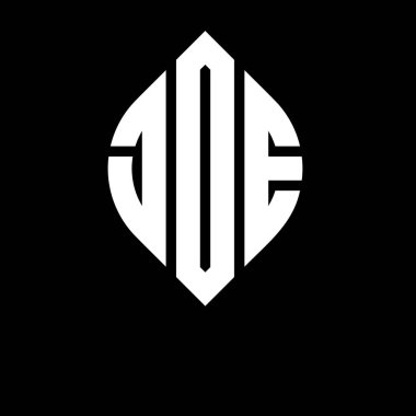 Daire ve elips şekilli JDE daire harf logosu tasarımı. Tipografik biçimli JDE elips harfleri. Üç baş harf daire şeklinde bir logo oluşturuyor. JDE Çember Amblemi Soyut Monogram Harf İşaretleyici Vektörü.