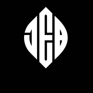 Daire ve elips şekilli JEB daire harf logosu tasarımı. Tipografik biçimli JEB elips harfleri. Üç baş harf daire şeklinde bir logo oluşturuyor. JEB Çember Amblemi Soyut Monogram Harf İşaretleyici Vektörü.