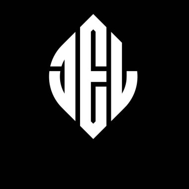 Çember ve elips şekilli JEL daire harf logosu tasarımı. Tipografik şekilli JEL elips harfleri. Üç baş harf daire şeklinde bir logo oluşturuyor. JEL Çember Amblemi Soyut Monogram Harf İşaretleme Vektörü.