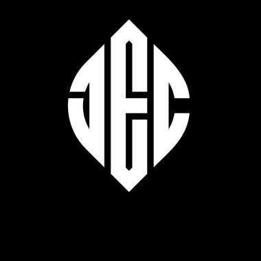 Dairesel ve elips şekilli JEC daire harf logosu tasarımı. JEC elips harfleri tipografik tarzda. Üç baş harf daire şeklinde bir logo oluşturuyor. JEC Çemberi Amblemi Soyut Monogram Harf İşaretleme Vektörü.
