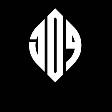 Daire ve elips şekilli JDQ daire harf logosu tasarımı. Tipografik biçimli JDQ elips harfleri. Üç baş harf daire şeklinde bir logo oluşturuyor. JDQ Çember Amblemi Soyut Monogram Harf İşaretleyici Vektörü.