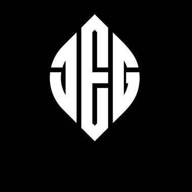 Daire ve elips şekilli JEG daire harf logosu tasarımı. Tipografik biçimli JEG elips harfleri. Üç baş harf daire şeklinde bir logo oluşturuyor. JEG Çember Amblemi Soyut Monogram Harf İşaretleyici Vektörü.