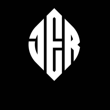 Çember ve elips şekilli JER daire harf logosu tasarımı. Typographic tarzında JER elips harfleri. Üç baş harf daire şeklinde bir logo oluşturuyor. JER Çemberi Amblemi Soyut Monogram Harf İşaretleme Vektörü.