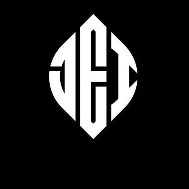 Daire ve elips şekilli JEI daire harf logosu tasarımı. Baskı tarzında elips harfler. Üç baş harf daire şeklinde bir logo oluşturuyor. JEI Çember Amblemi Soyut Monogram Harf İşaretleyici Vektörü.