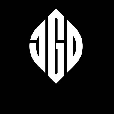 Çember ve elips şekilli JGD daire harf logosu tasarımı. Tipografik biçimli JGD elips harfleri. Üç baş harf daire şeklinde bir logo oluşturuyor. JGD Çember Amblemi Soyut Monogram Harf İşaretleyici Vektörü.