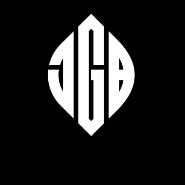 Çember ve elips şekilli JGB daire harf logosu tasarımı. Tipografik şekilli JGB elips harfleri. Üç baş harf daire şeklinde bir logo oluşturuyor. JGB Çember Amblemi Soyut Monogram Harf İşaretleyici Vektörü.