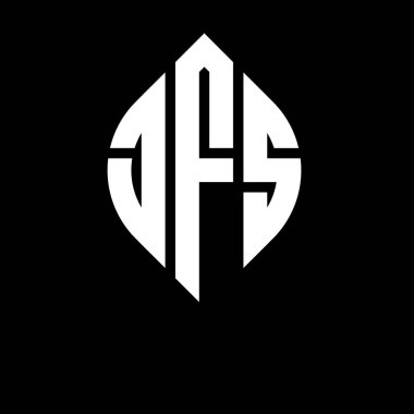 Çember ve elips şekilli JFS daire harf logosu tasarımı. Tipografik biçimli JFS elips harfleri. Üç baş harf daire şeklinde bir logo oluşturuyor. JFS Çember Amblemi Soyut Monogram Harf İşaretleyici Vektörü.