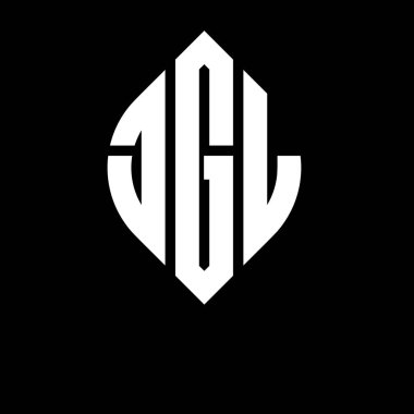 Daire ve elips şekilli JGL daire harf logosu tasarımı. Tipografik biçimli JGL elips harfleri. Üç baş harf daire şeklinde bir logo oluşturuyor. JGL Çember Amblemi Soyut Monogram Harf İşaretleyici Vektörü.