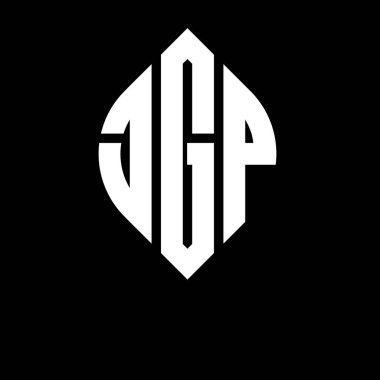 Çember ve elips şekilli JGP daire harf logosu tasarımı. Tipografik biçimli JGP elips harfleri. Üç baş harf daire şeklinde bir logo oluşturuyor. JGP Çember Amblemi Soyut Monogram Harf İşaretleyici Vektörü.