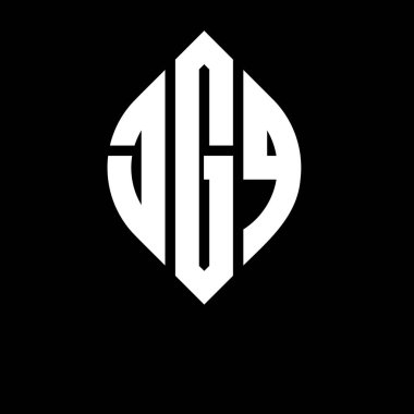 Daire ve elips şekilli JGQ daire harf logosu tasarımı. Tipografik biçimli JGQ elips harfleri. Üç baş harf daire şeklinde bir logo oluşturuyor. JGQ Çember Amblemi Soyut Monogram Harf İşaretleyici Vektörü.