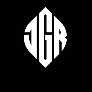 Çember ve elips şekilli JGR daire harf logosu tasarımı. Tipografik şekilli JGR elips harfleri. Üç baş harf daire şeklinde bir logo oluşturuyor. JGR Çember Amblemi Soyut Monogram Harf İşaretleyici Vektörü.