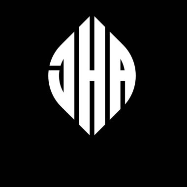 Daire ve elips şekilli JHA daire harf logosu tasarımı. Tipografik şekilli JHA elips harfleri. Üç baş harf daire şeklinde bir logo oluşturuyor. JHA Çember Amblemi Soyut Monogram Harf İşaretleyici Vektörü.