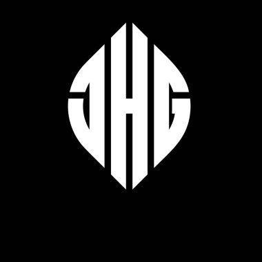 Çember ve elips şekilli JHG daire harf logosu tasarımı. Tipografik biçimli JHG elips harfleri. Üç baş harf daire şeklinde bir logo oluşturuyor. JHG Çember Amblemi Soyut Monogram Harf İşaretleyici Vektörü.