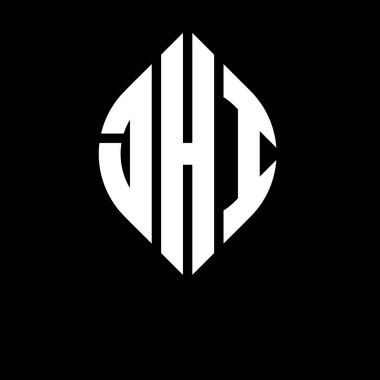 Daire ve elips şekilli JHI daire harf logosu tasarımı. JHI elips harfleri tipografik tarzda. Üç baş harf daire şeklinde bir logo oluşturuyor. JHI Çember Amblemi Soyut Monogram Harf İşaretleyici Vektörü.